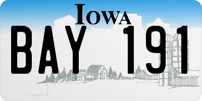 IA license plate BAY191