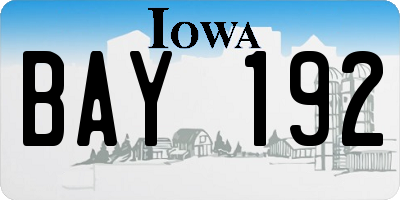 IA license plate BAY192