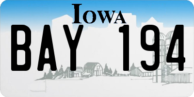 IA license plate BAY194