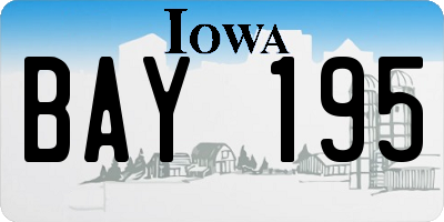 IA license plate BAY195