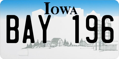 IA license plate BAY196