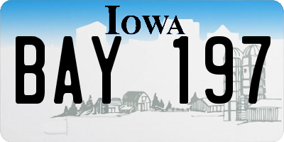 IA license plate BAY197