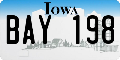 IA license plate BAY198