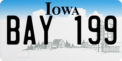 IA license plate BAY199