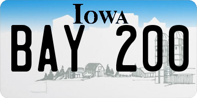 IA license plate BAY200