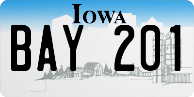 IA license plate BAY201
