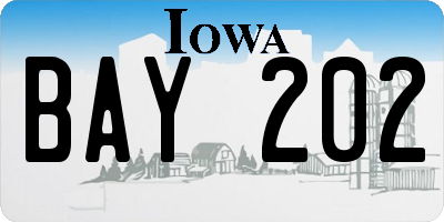 IA license plate BAY202