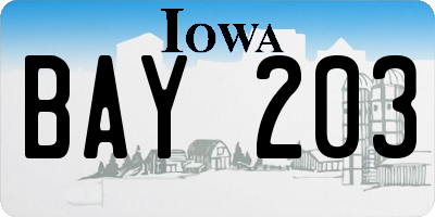 IA license plate BAY203