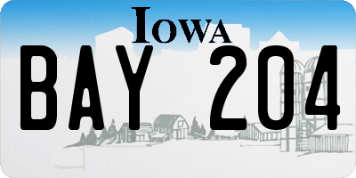 IA license plate BAY204