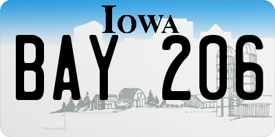 IA license plate BAY206