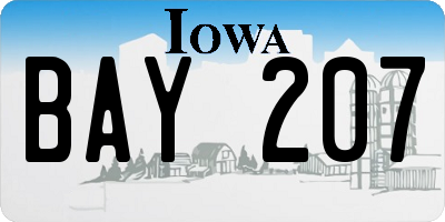IA license plate BAY207