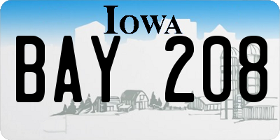 IA license plate BAY208