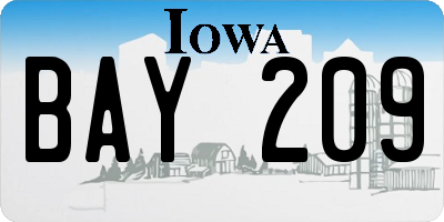 IA license plate BAY209