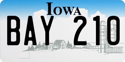 IA license plate BAY210