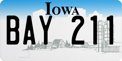 IA license plate BAY211