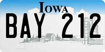 IA license plate BAY212