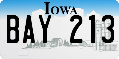 IA license plate BAY213