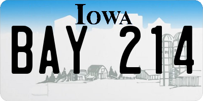 IA license plate BAY214