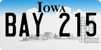 IA license plate BAY215
