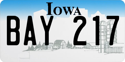 IA license plate BAY217