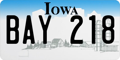 IA license plate BAY218