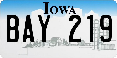 IA license plate BAY219