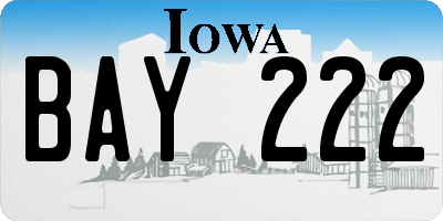 IA license plate BAY222