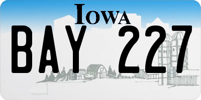 IA license plate BAY227