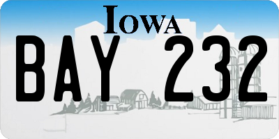 IA license plate BAY232