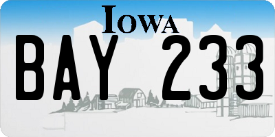 IA license plate BAY233