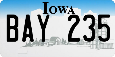IA license plate BAY235