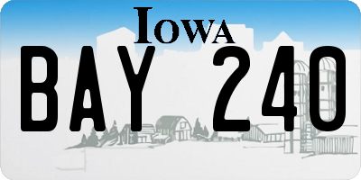 IA license plate BAY240