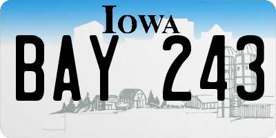 IA license plate BAY243