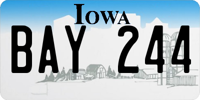 IA license plate BAY244