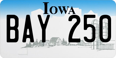 IA license plate BAY250
