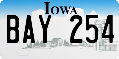 IA license plate BAY254