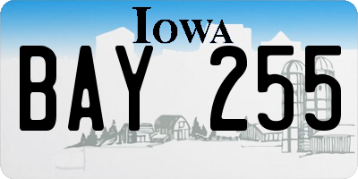 IA license plate BAY255