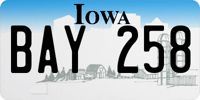 IA license plate BAY258