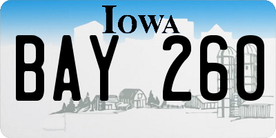 IA license plate BAY260