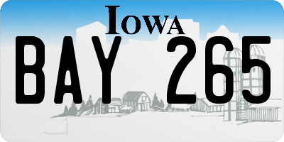 IA license plate BAY265