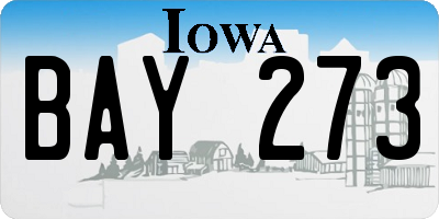 IA license plate BAY273