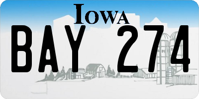 IA license plate BAY274