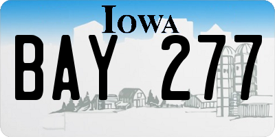 IA license plate BAY277