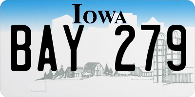 IA license plate BAY279