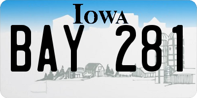 IA license plate BAY281