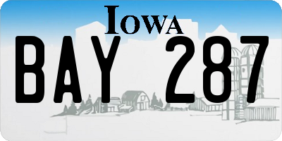 IA license plate BAY287