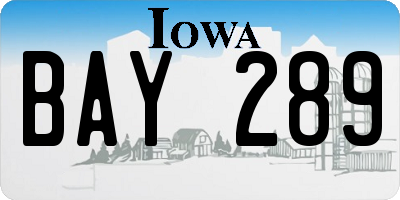 IA license plate BAY289