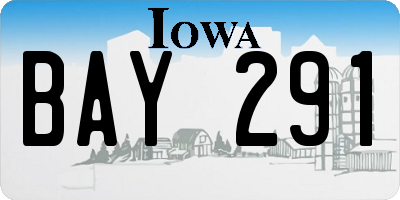 IA license plate BAY291