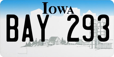 IA license plate BAY293