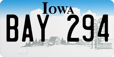 IA license plate BAY294